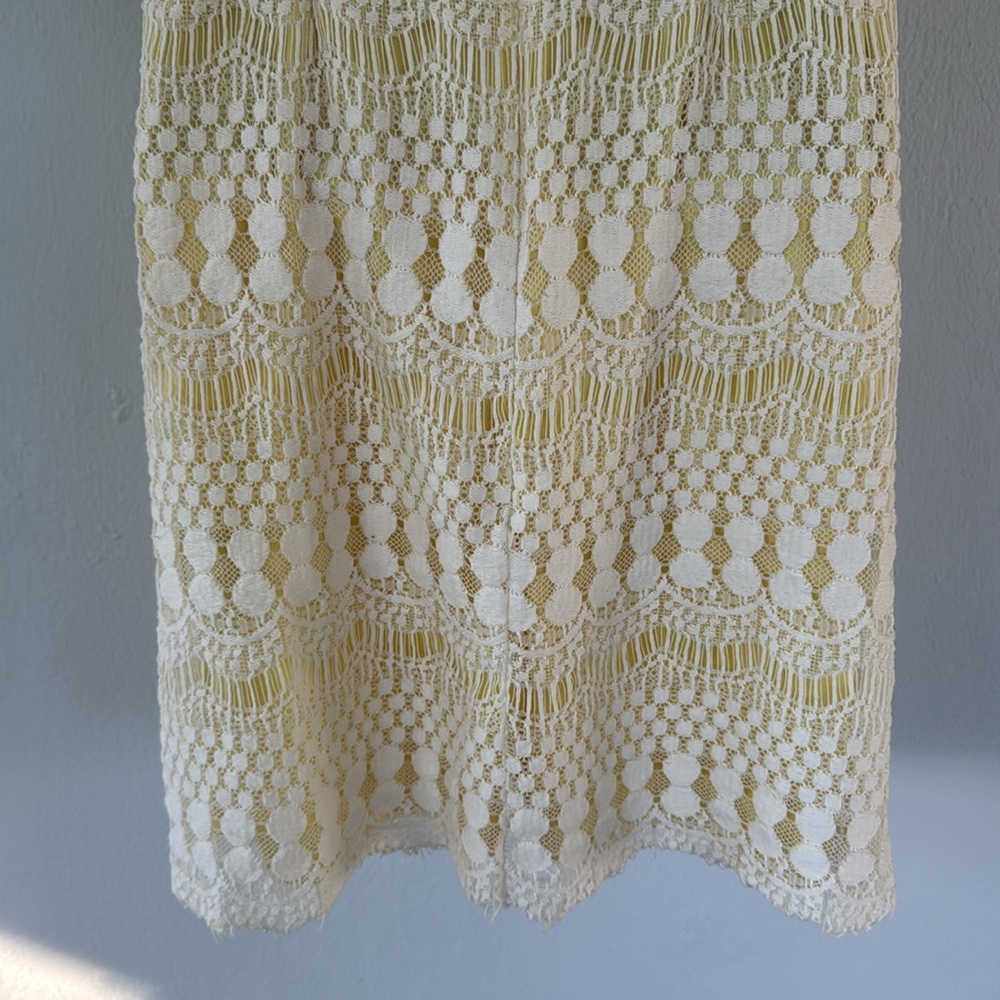 Jessica Howard yellow white lace overlay sleeveless pencil dress size 6P - Picture 9 of 16